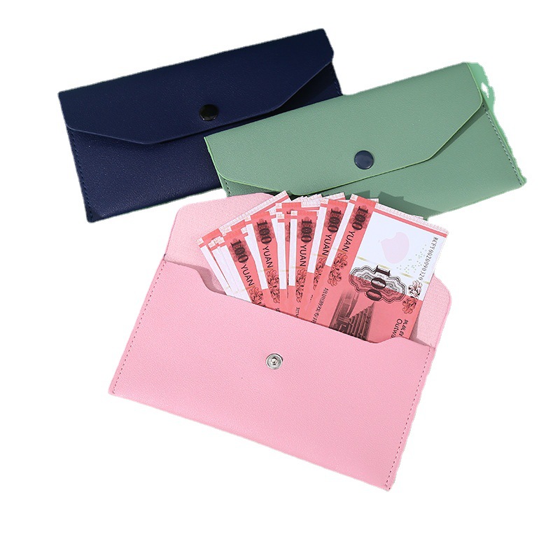 Foreign Trade New Color Leather Small Wallet Passbook Ins Style Envelope Coin Purse Card Bag Imitation Leather Glasses Storage
