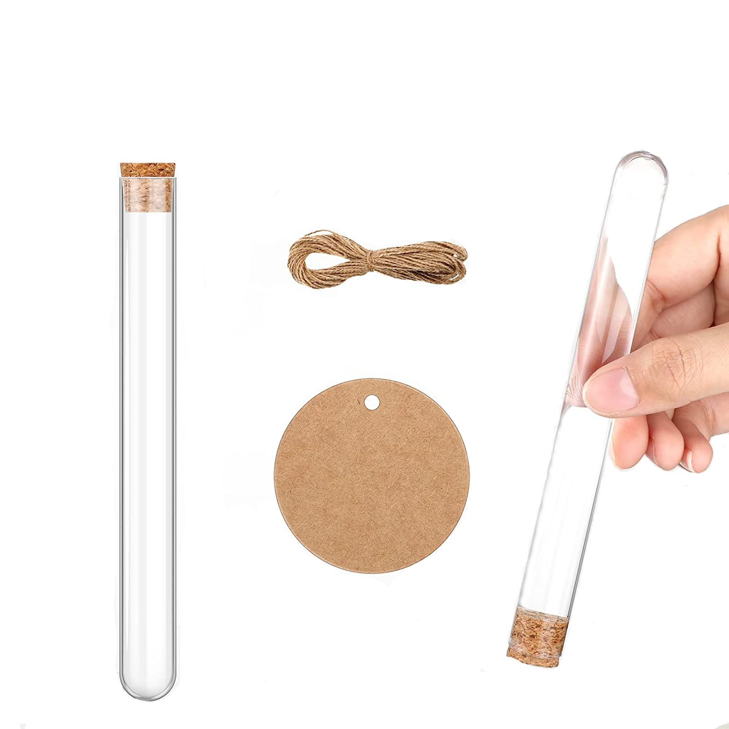 Kangfeng factory ps plastic test tube with wooden plug 20ml16*150 combination set Assembly Label funnel hemp rope
