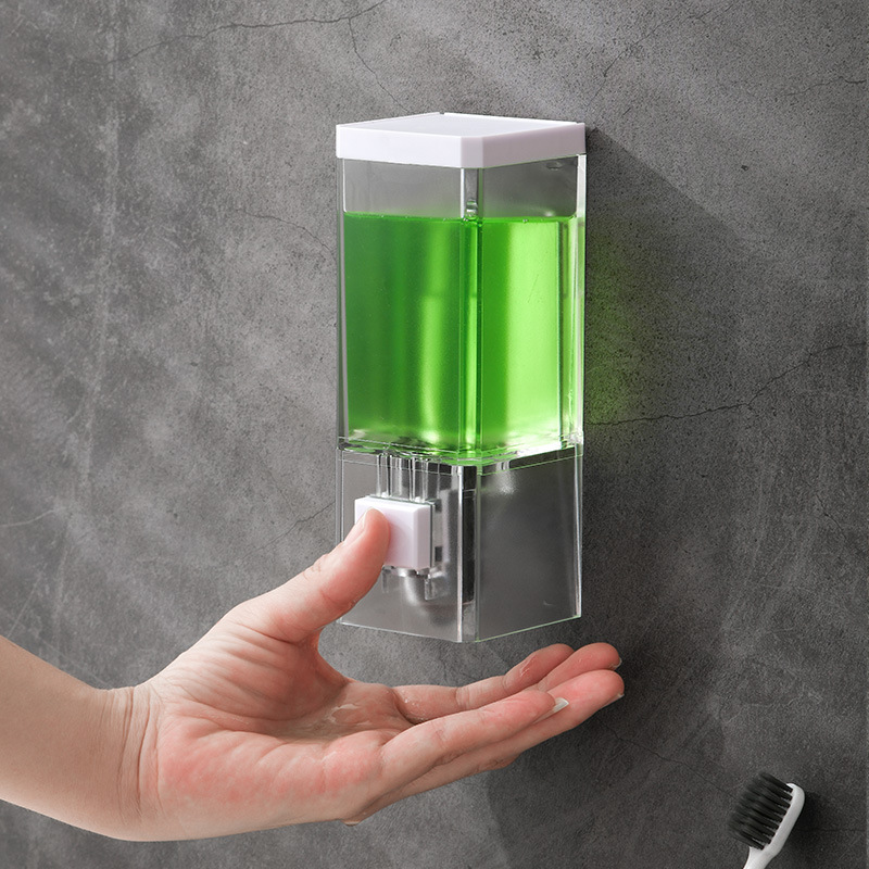 Home Transparent Wall-Mounted Manual Soap Dispenser Toilet Hotel Single Head Non-Punch Hand Soap Dispenser
