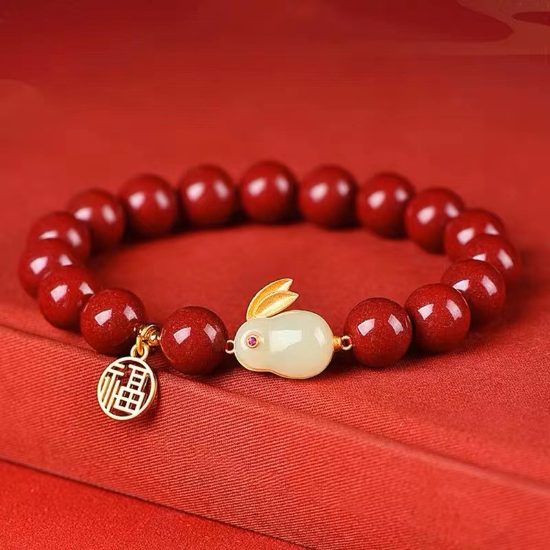 Imitation cinnabar red bracelet Lucky Lucky Lucky men's and women's bracelet safe gift for the year of birth high-end ancient style decoration