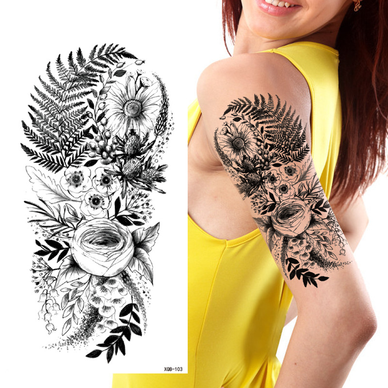 Small full arm flower arm bronzing glitter luminous painted tattoo stickers cross-border creative funny tattoo stickers manufacturers wholesale
