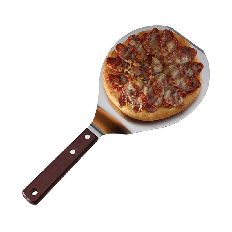 Large pizza Shovel Stainless Steel pizza Transferer Cake Shovel Round Wooden Handle Baking Shovel Cooking Shovel pizza Shovel