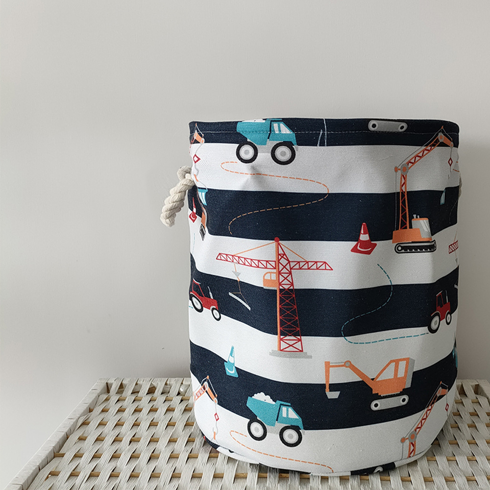 Spacecraft Stars and Moons Series Toy Storage Bucket Canvas Laundry Basket