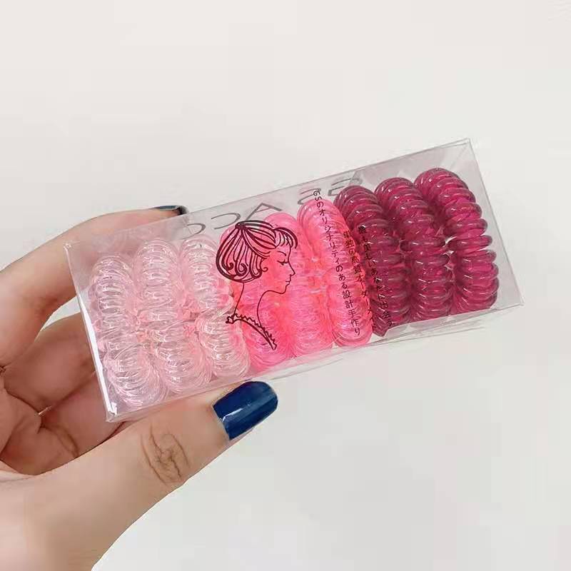 Korean Style Hair Accessories Gradient Stretch Hair Rope Women's Simple Hair Rope Boxed Candy Color Transparent Telephone Line Hair Ring Jewelry