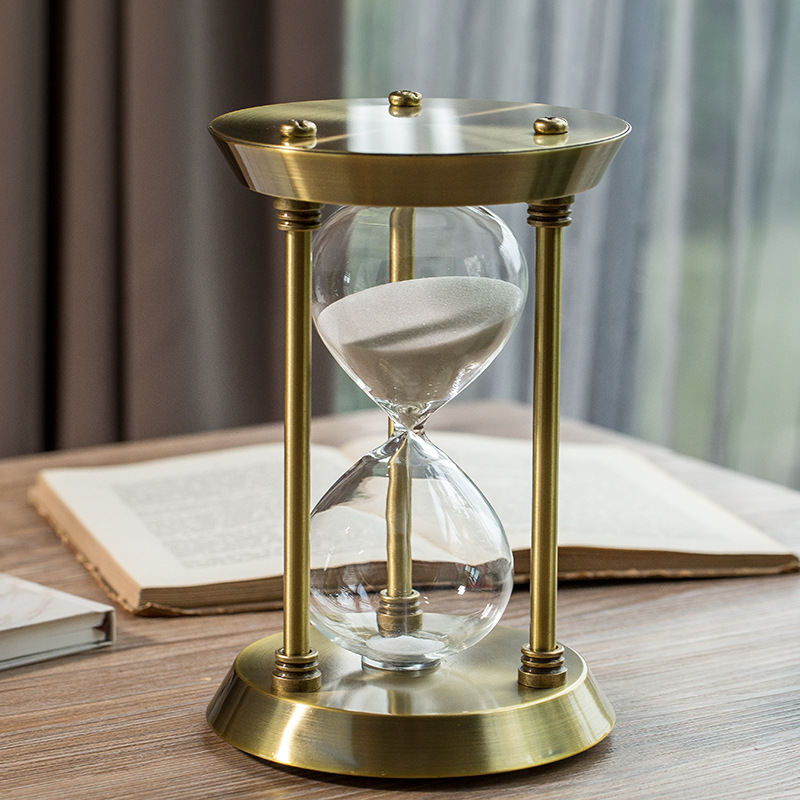Bronze three-column sandstone 3/15/30/60 minutes learning timer craft ornaments birthday gifts business gifts