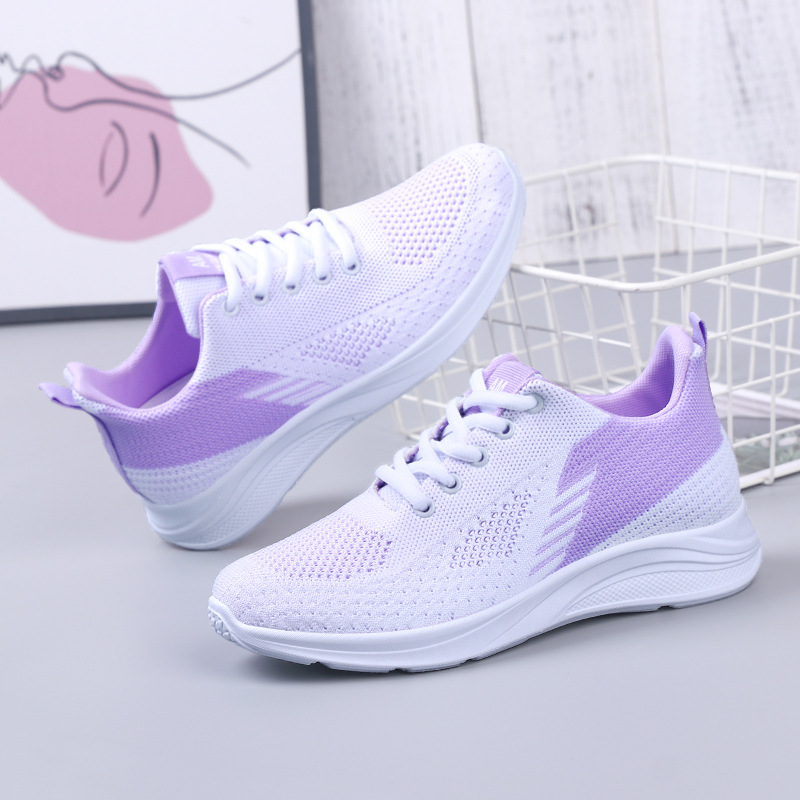 2024 autumn new women's shoes fly net sneaker female foreign trade Leisure light soft bottom running shoes wholesale