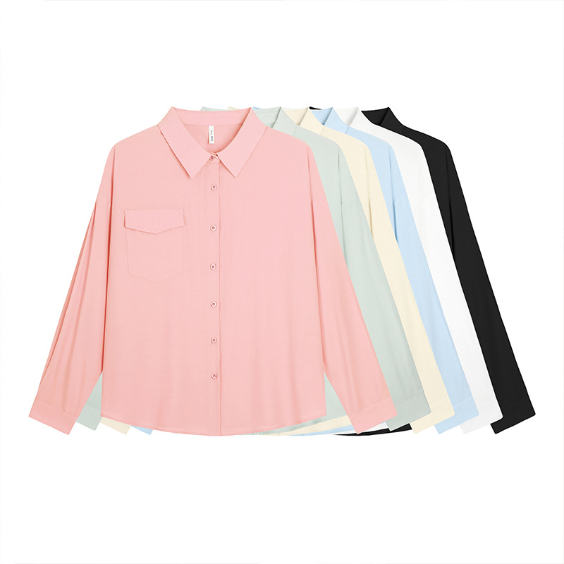 Solid Color Shoulder PoIo Collar Elegant Long Sleeve Shirt Women's Autumn plus size chubby girl Slim Casual Top 