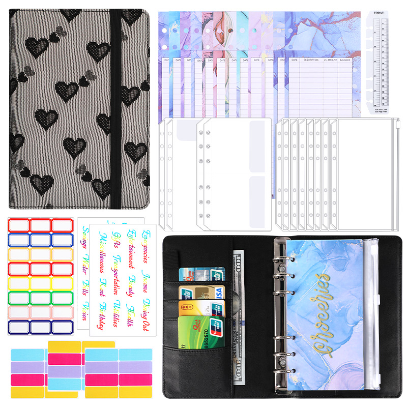 Cross-Border special for Macaron a6pu leather loose-leaf bookkeeping notebook cash budget financial planner hand book.