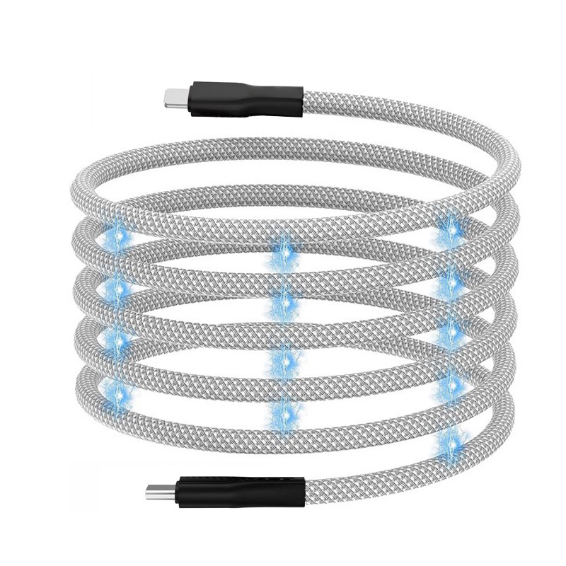 The new 100W automatic storage data cable magnetic suction charging cable is suitable for Apple PD fast charging type-c Huawei fast charging