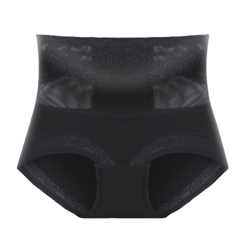 Internet Celebrity Explosive Mid-Waist Underwear Women's Sexy Lace Mesh Abdominal Hip-lifting Traceless Black Briefs Women
