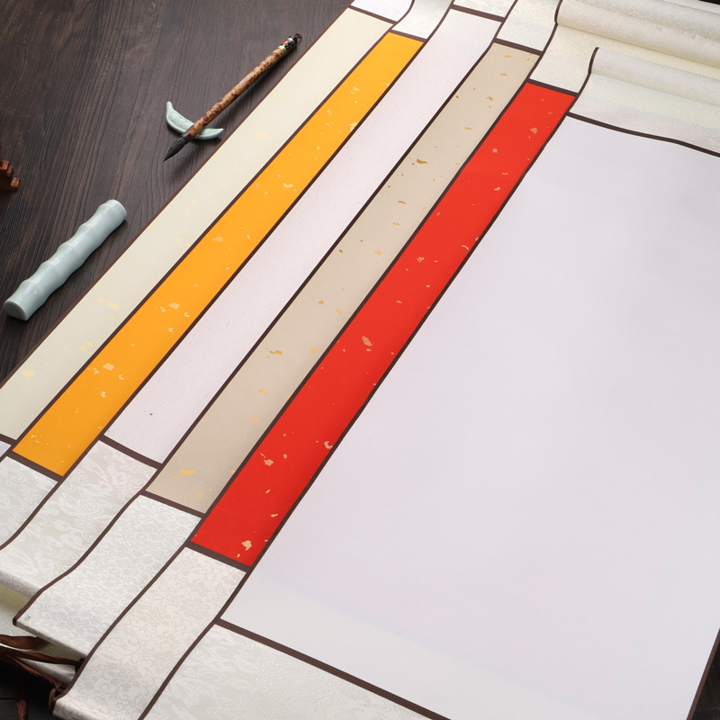Xuan paper blank scroll vertical blank painting core hanging axis twill cloth fine mounting calligraphy exhibition traditional Chinese painting creation hanging axis