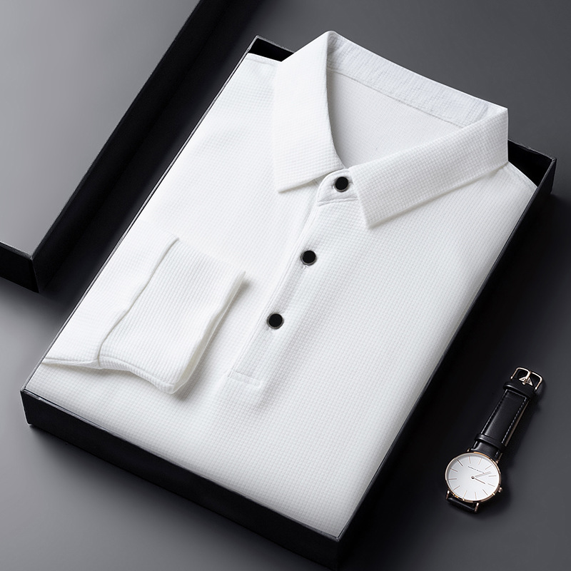 Long sleeve T-shirt men's autumn New lapel men's polo shirt basic fashion all-match solid color casual men's top