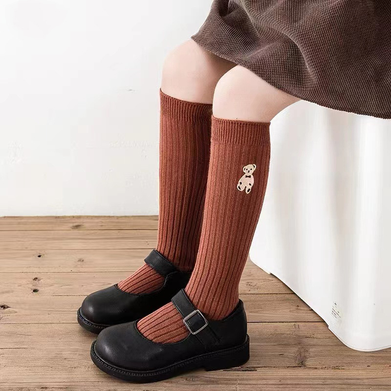 Girls' mid-calf socks spring and autumn calf socks South Korea bear children's stockings autumn thin ins fashionable high-calf socks