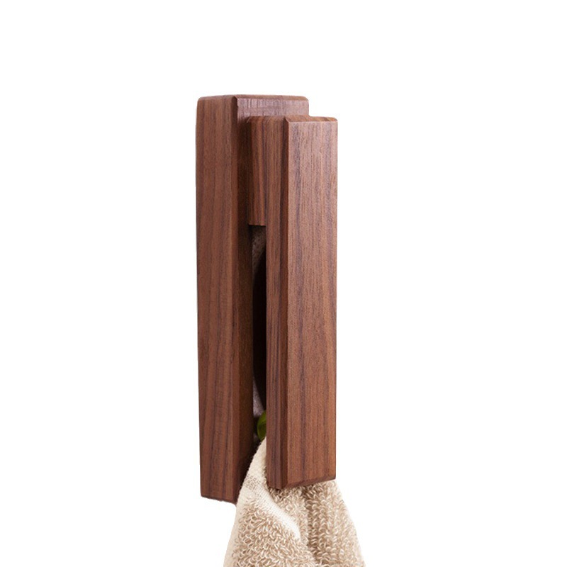 In stock Nordic wooden hook simple coat and hat towel rack solid wood punch-free door rear sticky hook wall-mounted hook