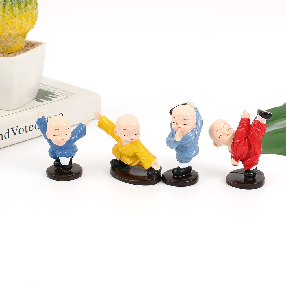 Caiyi Shaolin Kung Fu Boxing Monk Creative Resin Cartoon Doll Martial Arts Gift Craft Gift