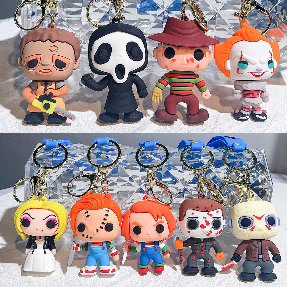 14 Horror Series Ghost Baby Killer Keychain Ghost Baby Bride Doll Clown Soul Back Keychain Halloween