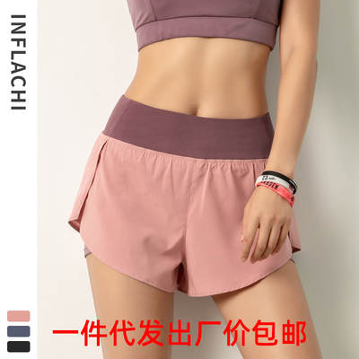 New European and American fitness sports shorts women's summer hot pants anti-exposure casual quick-drying running yoga exercise breathable