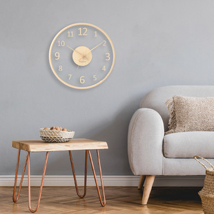 Watch Solid Wood Transparent Glass Wall Clock for Living Room Home Fashionable Simple Clock Wall-Hanging Light Luxury Nordic Creative Decoration