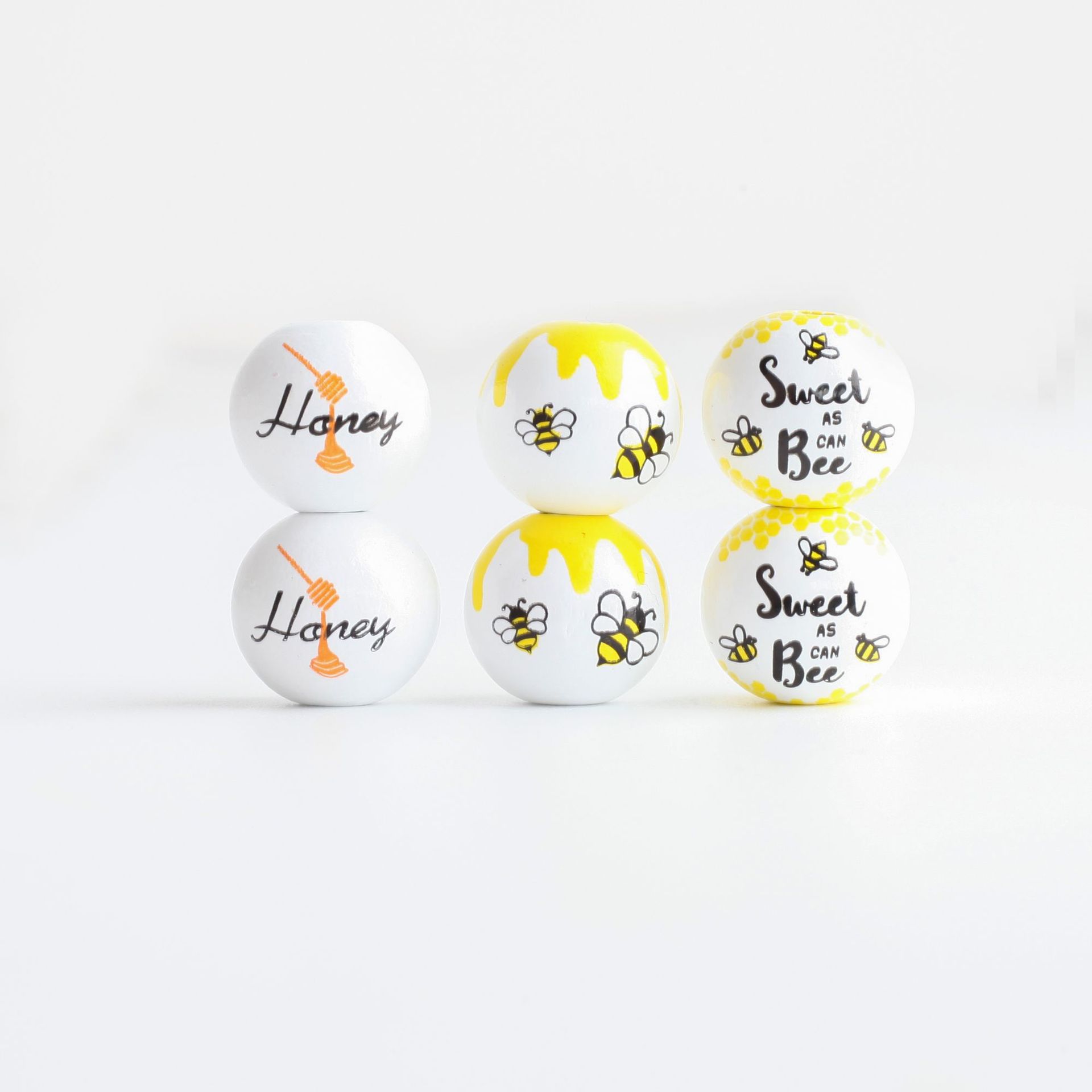 DJ source factory 16mm Bee Festival wooden beads spring color honey pot wooden beads DIY accessories 2023 new products