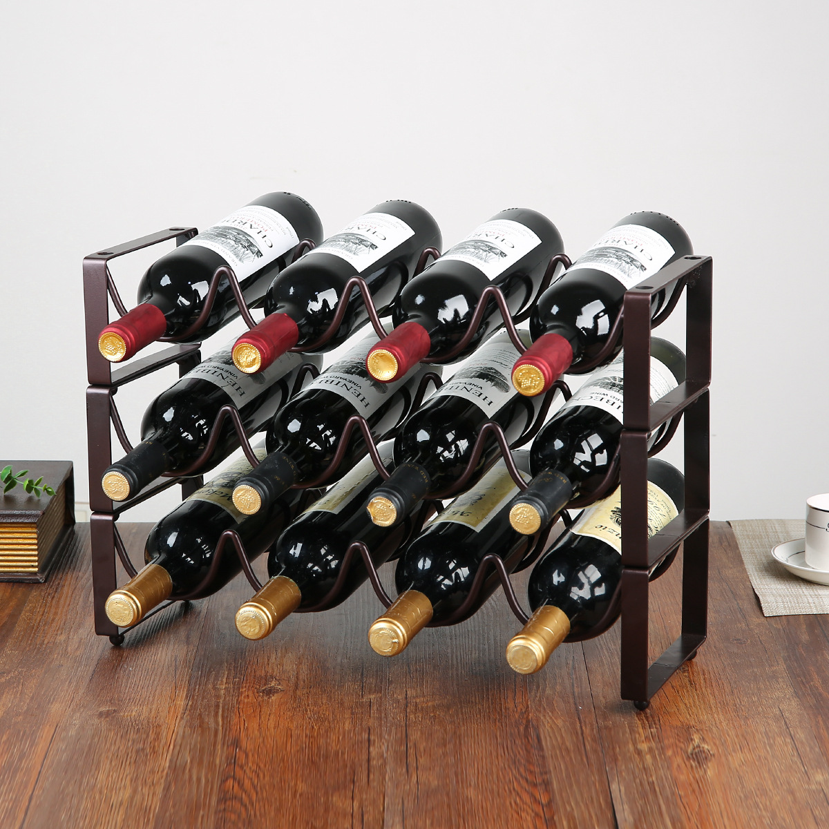 European-style Iron Wine Rack Creative Overlapping Wine Rack Multi-bottle Wine Rack Bar Creative Wine Cabinet Ornaments