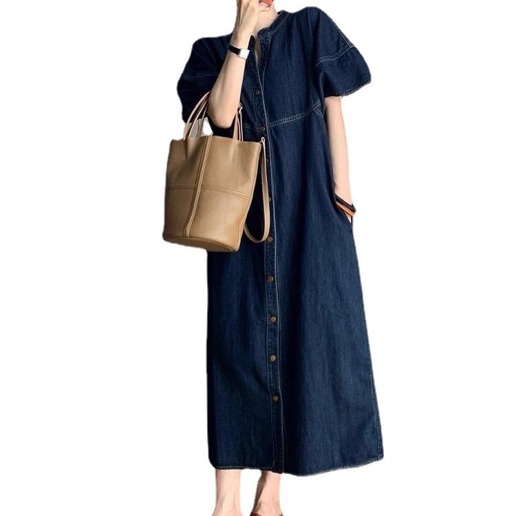 French Retro Casual Denim dress Women's Summer 2025 New Pear-shaped Body Slimming Elegant Western Style Skirt