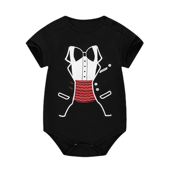 Baby Crawling Clothes Summer Short-Sleeved One-Piece Clothes Export Ebay Pure Cotton Wish Cartoon Print Newborn Baby Clothes