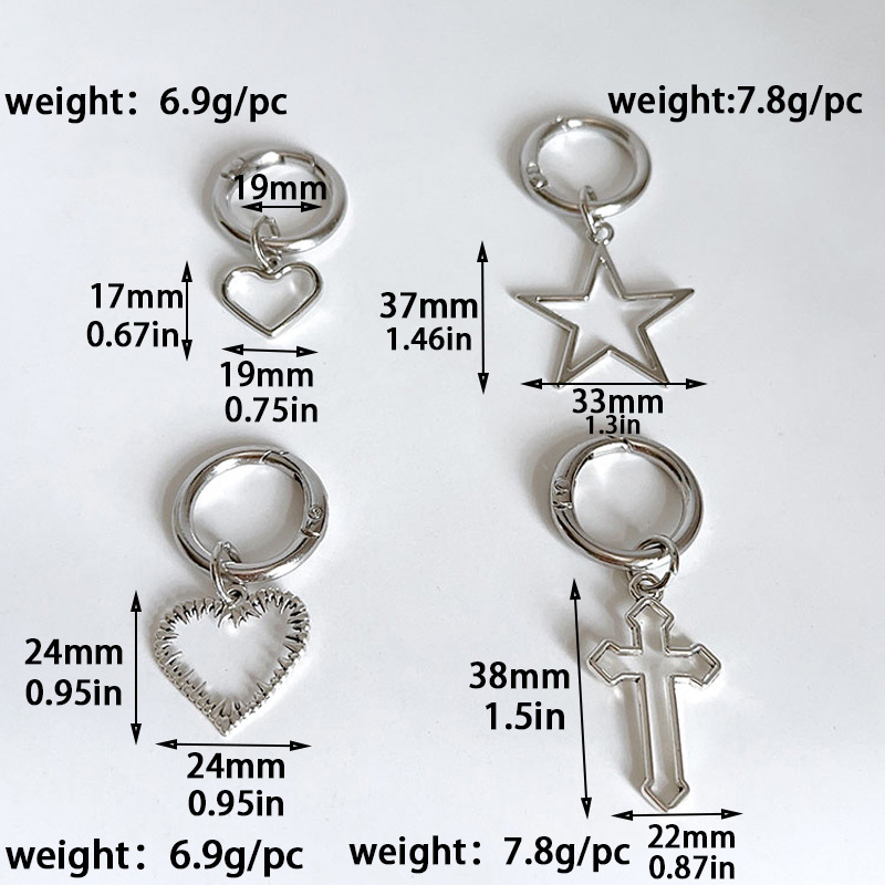 Metal hollow five-pointed star Martin boots shoe buckle sweet cool star cross love pendant shoes accessories ornaments