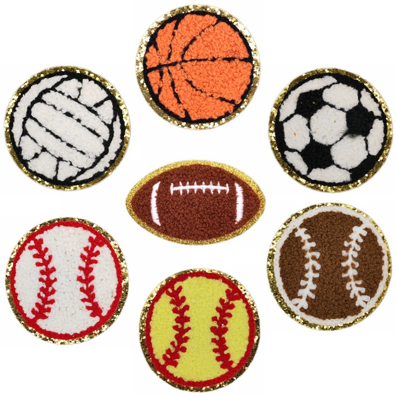 建興現物クロスボーダーサッカーバスケットボールラグビー野球シェニールタオル刺繍コンピュータ刺繍布貼り