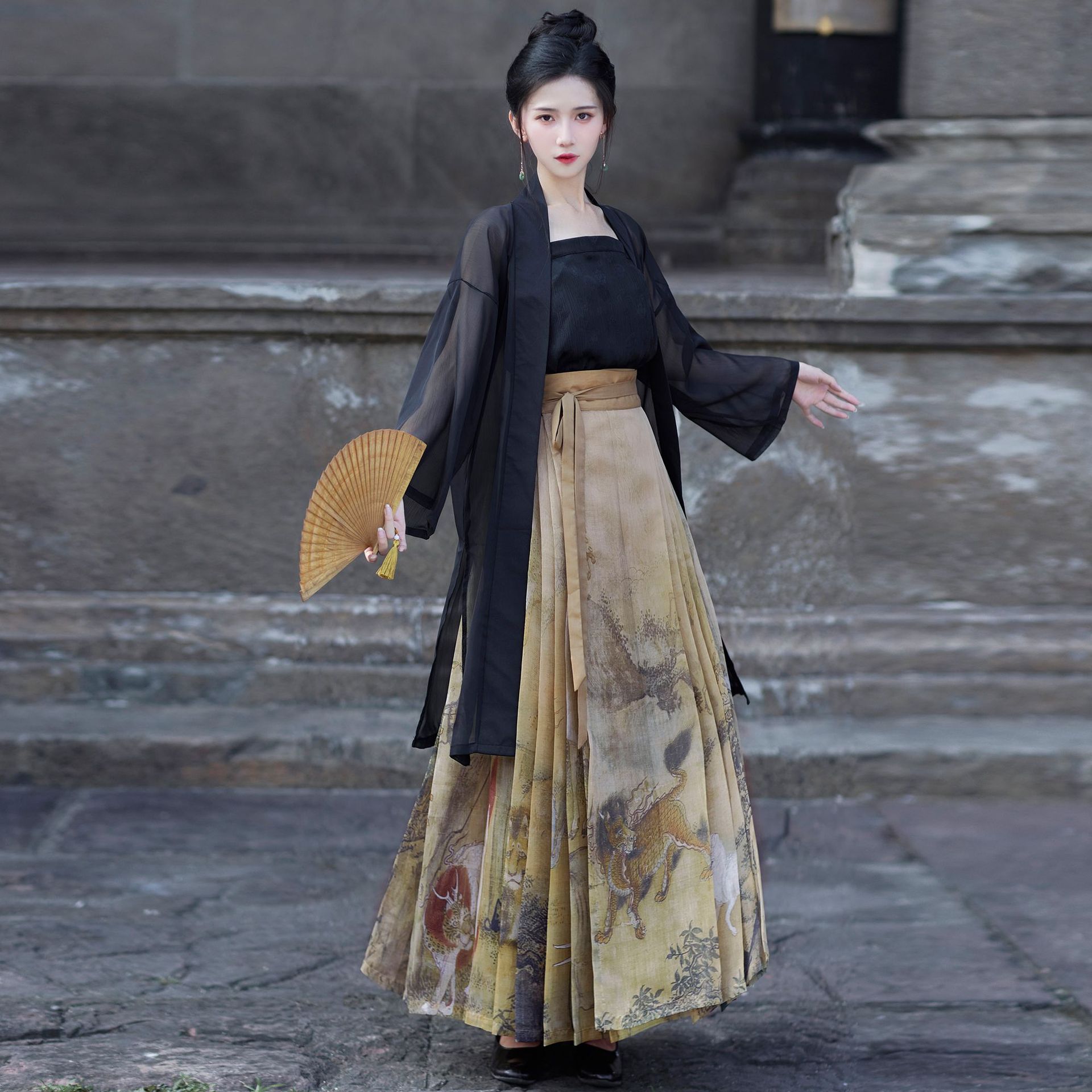 Summer New Shanhaijing Horse Face Skirt Women's Shown Adult Hanfu Cardigan Sling Daily Chinese Elements Daily suit