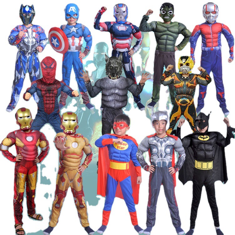 Halloween costumes for children Avengers United States Captain America Iron Man Superman Spider-Man Optimus Prime muscular suits