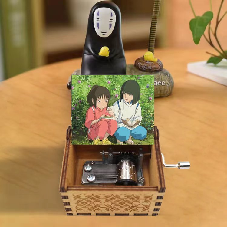 Source Factory Wooden Music Box Vintage Carving Painted Spirited Away Birthday Gift Music Box Wholesale