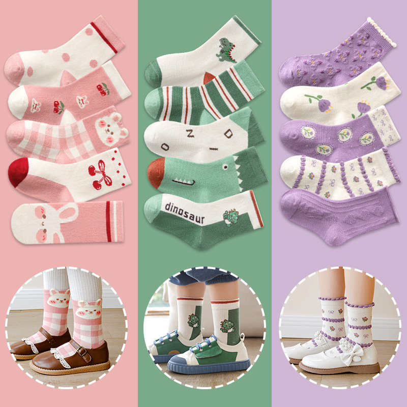 durian spring and autumn tube children's socks wholesale cartoon loose mouth large children's men's and women's cotton socks cute class a baby socks