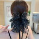 Black small floral ribbon clip