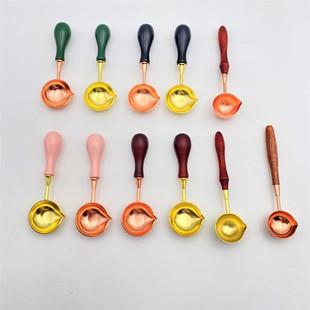 Fire paint spoon solid wood alloy small spoon fire paint heating tool with furnace vintage art seal spoon wax melting spoon