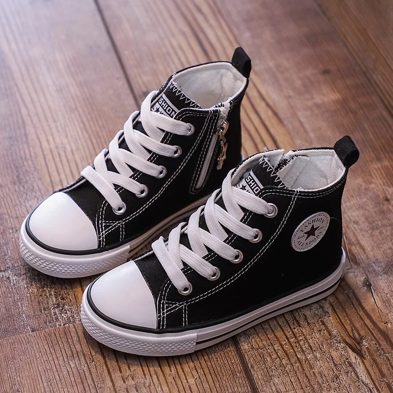Children's Canvas Shoes Girls' High-top Sneakers 2023 Spring and Autumn New Boys' Autumn New Middle and Large Children's Cloth Shoes Trendy