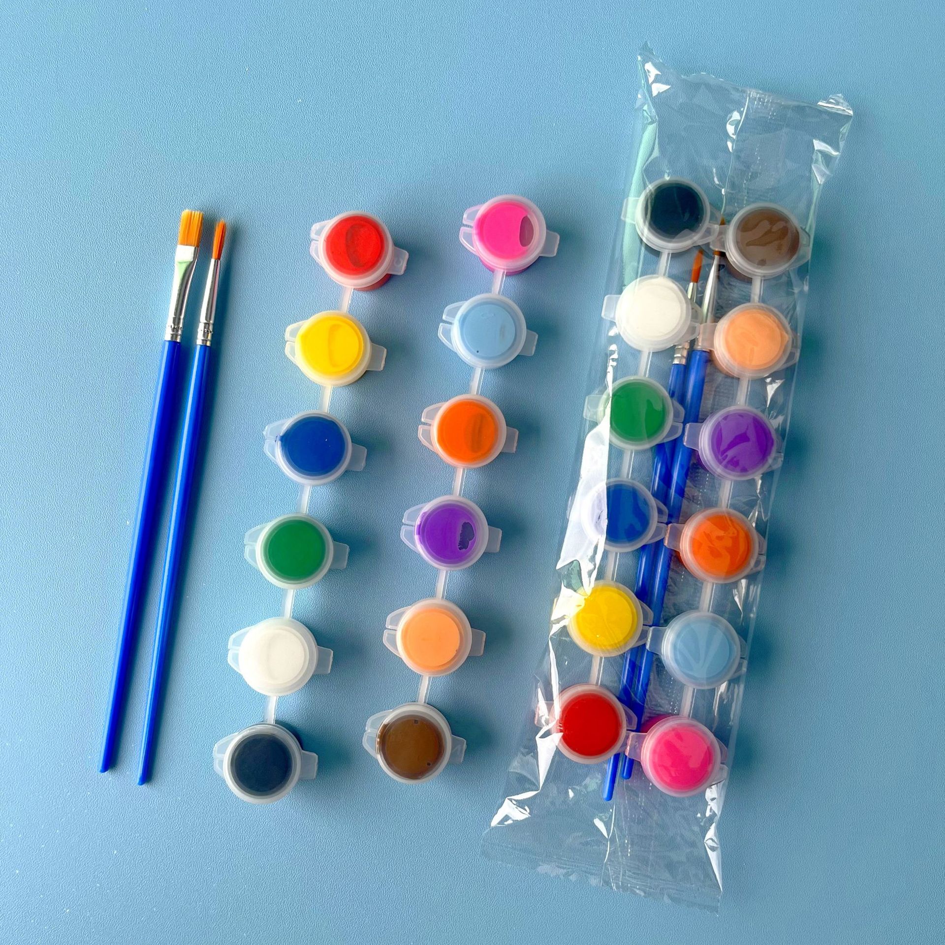 Acrylic 6 conjoined paint strip wholesale 12 color kindergarten DIY painted graffiti plaster doll painting paint stall