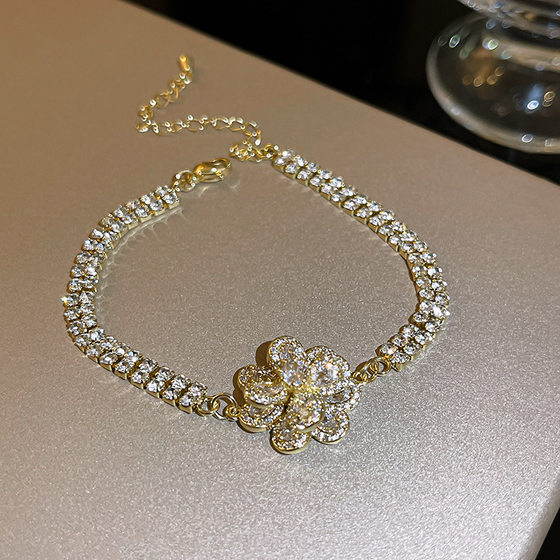 Zircon Diamond Pull Bracelet Korean Emerald Super Flash Bracelet Temperament High-grade Girlfriend Bracelet Wholesale Women's Fashion