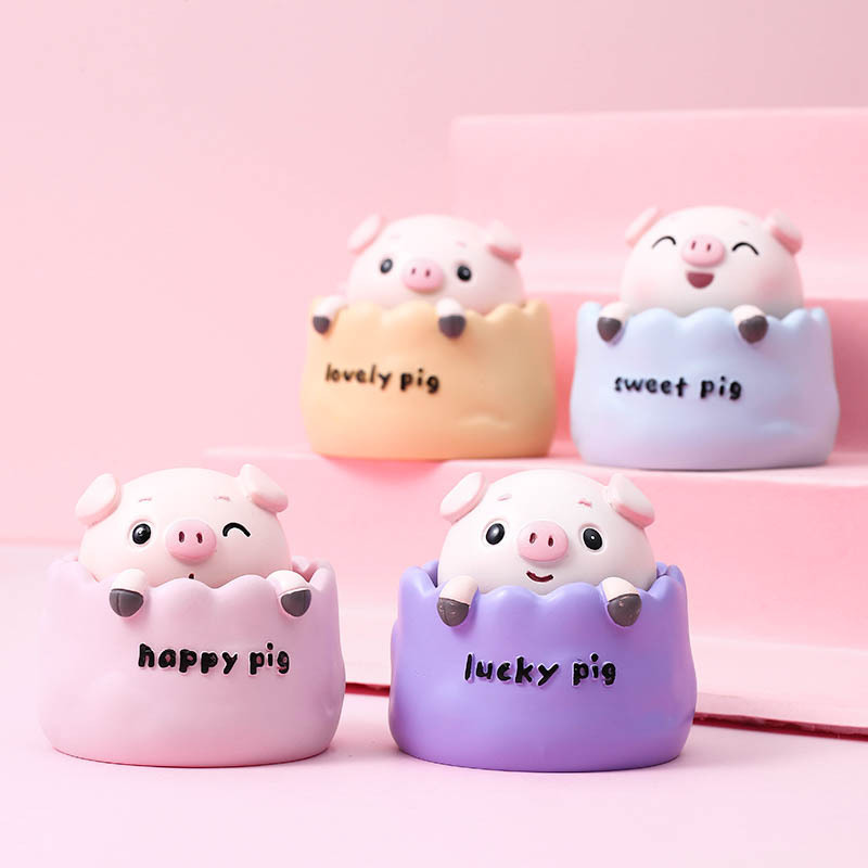 Car supplies cute piggy shake head resin doll car ornaments center console car interior decorations gifts