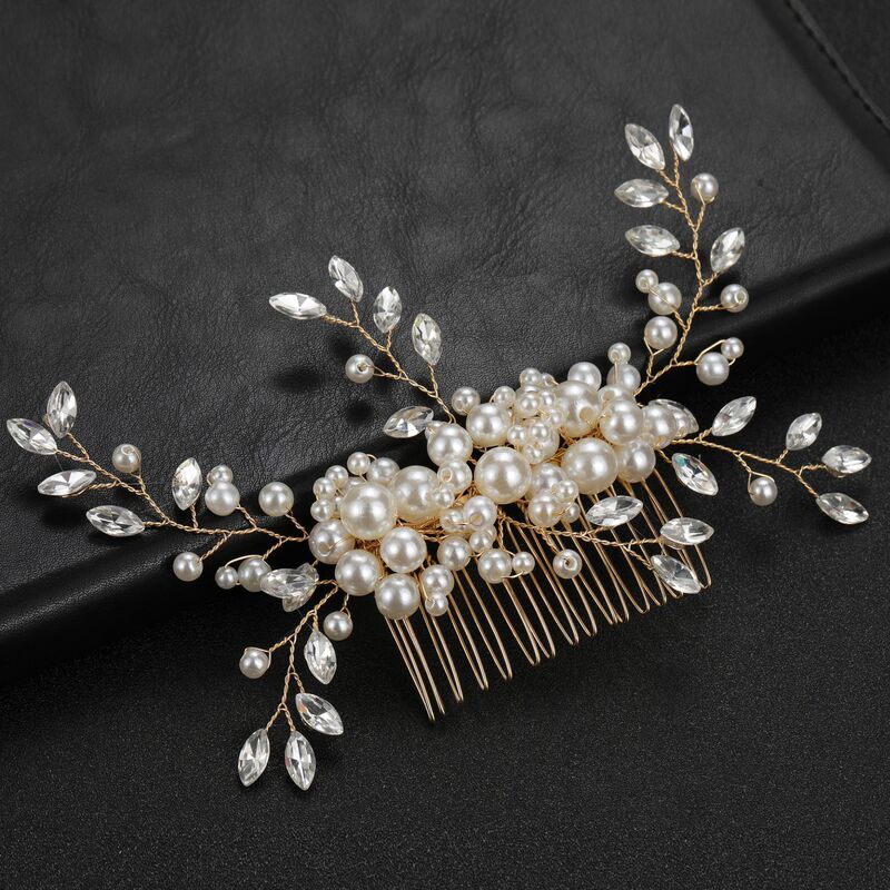 花嫁の結婚式の髪飾り手作り真珠の花にドリルを入れて櫛をつけてebayを越えて爆発させた|undefined