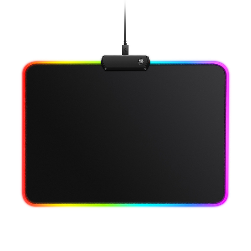 Computer office game all black mouse pad small size large thick lock edge LED luminous RGB colorful office desk mat
