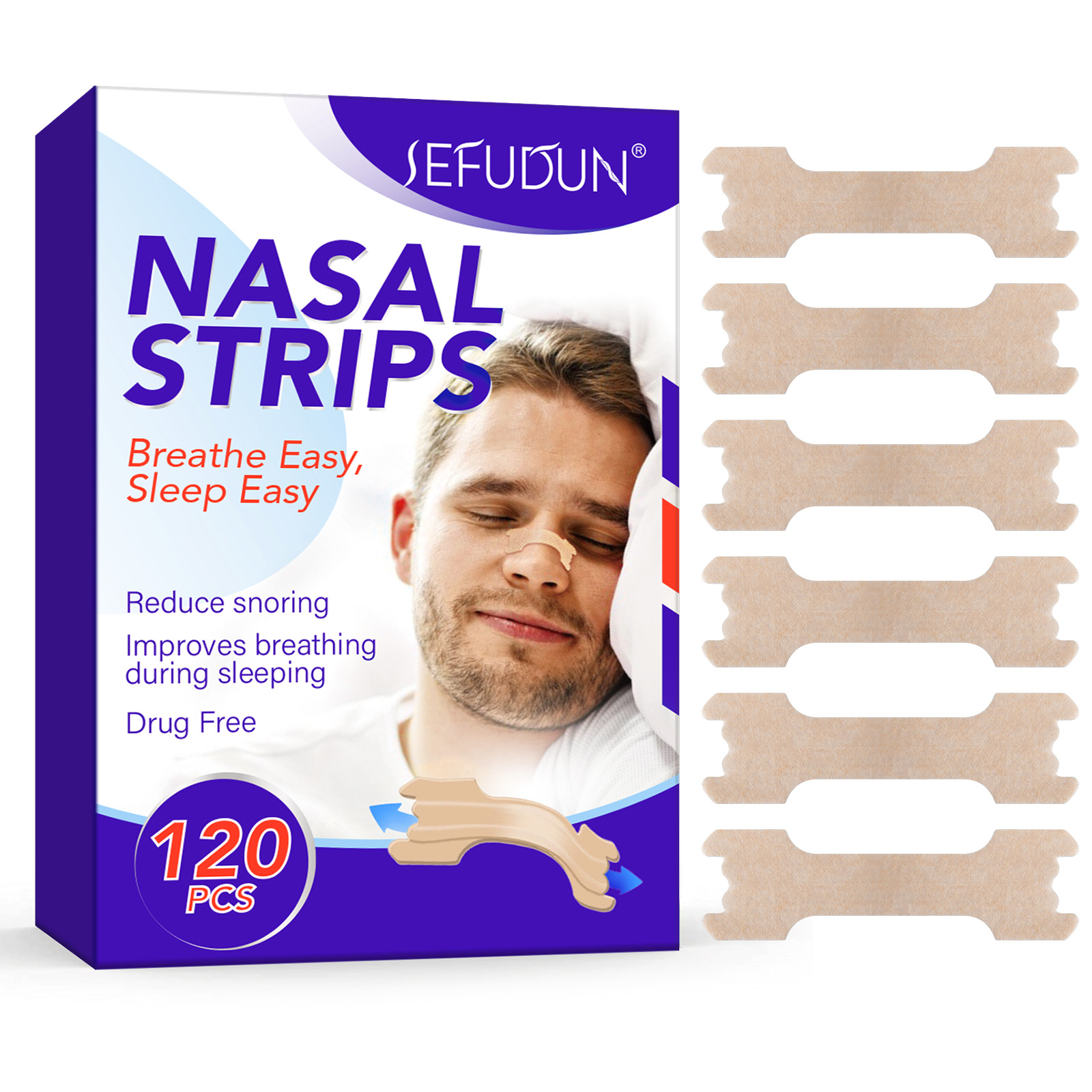 SEFUDUN new nasal stickers smooth stickers ventilation stickers snoring nasal competition physical expansion stickers sleep stickers 120 stickers cross-border