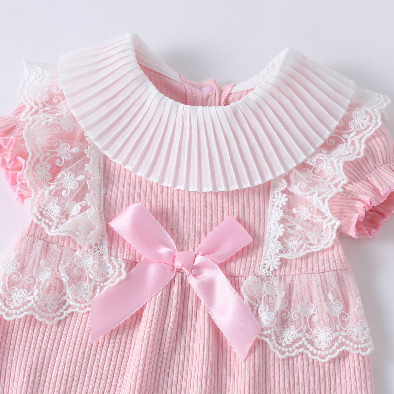 婴儿连体衣女宝宝衣服夏季百日宴服装Baby clothes女婴公主爬服夏