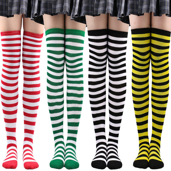 Cross Border Striped Socks Thigh Socks Women Japanese and Korean Style Stockings Over the Knee Halloween cosplay Performance Zebra Stockings
