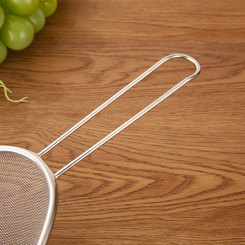 Factory Straight Hair Stainless Steel Oval Colander Household Flour Filter Screen Filter Water Oil Grid Fruit Rice Vegetable Filter