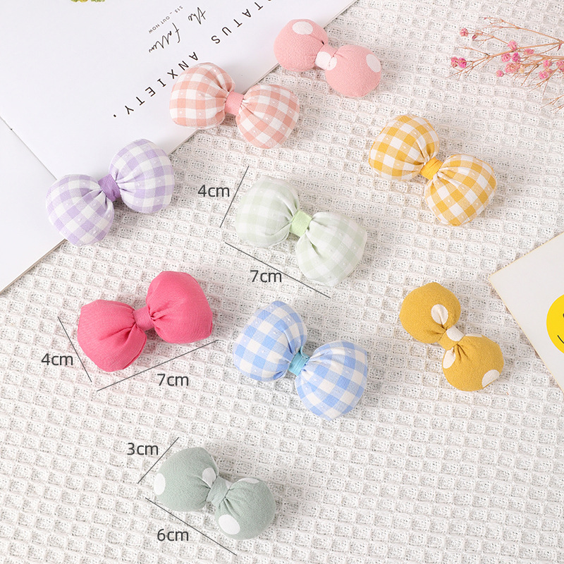 White lattice flower head jewelry accessories diy fabric cute wave bow brooch bag pin accessories wholesale