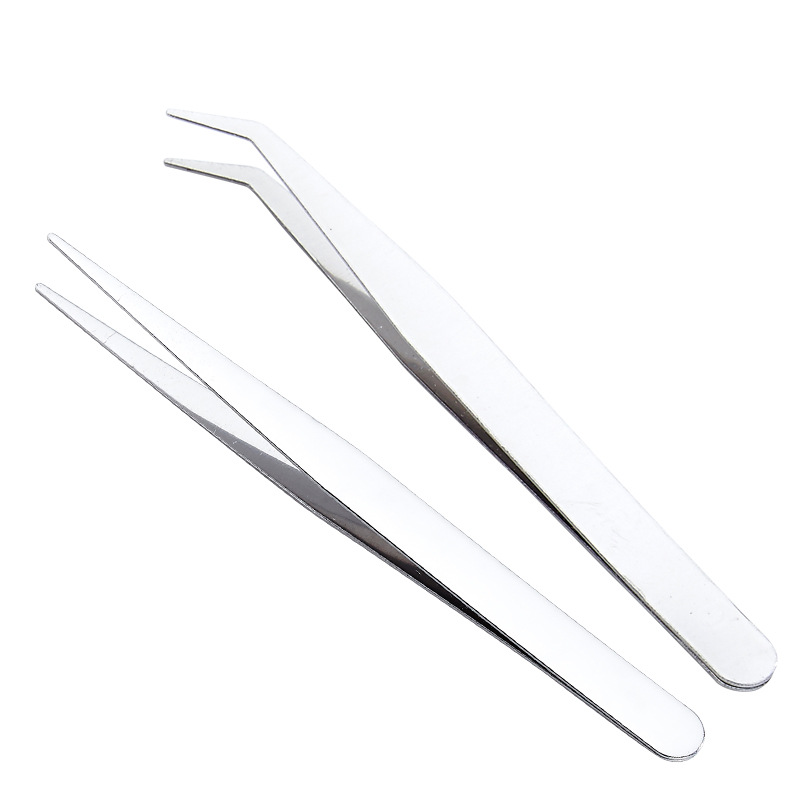 Thickened stainless steel tweezers thickened hard straight elbow tweezers wholesale maintenance clip small tools factory direct sales