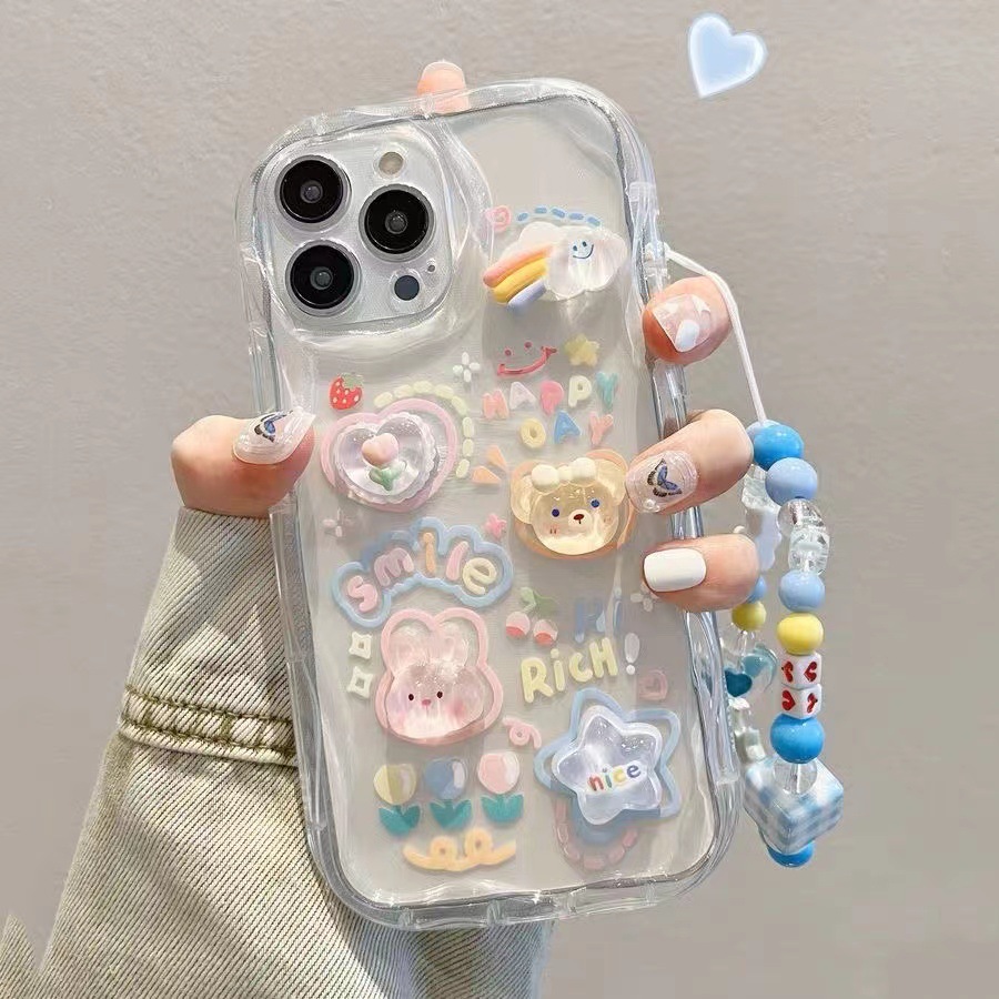 適用於蘋果14透明雲朵iPhone13手機殼可愛立體小熊iPhone12Pro女n