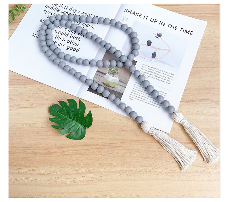 ins Decorative Nordic Wooden Beads Creative Cotton Rope Beaded Tassel Children's Home Decorative Hanging Craft Pendant