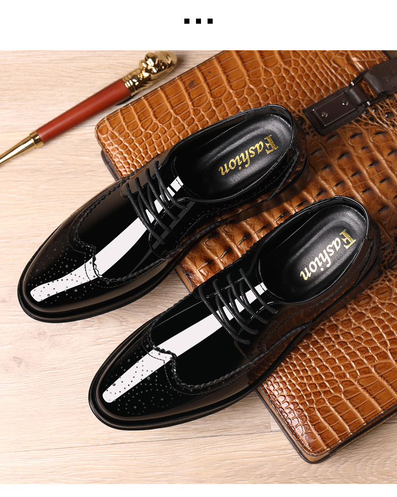 Spring New Bullock Carved Leather Shoes Patent Leather Gloss British Large Size Leather Shoes Studio Model Shoes for Groom Shoes_voghion.com