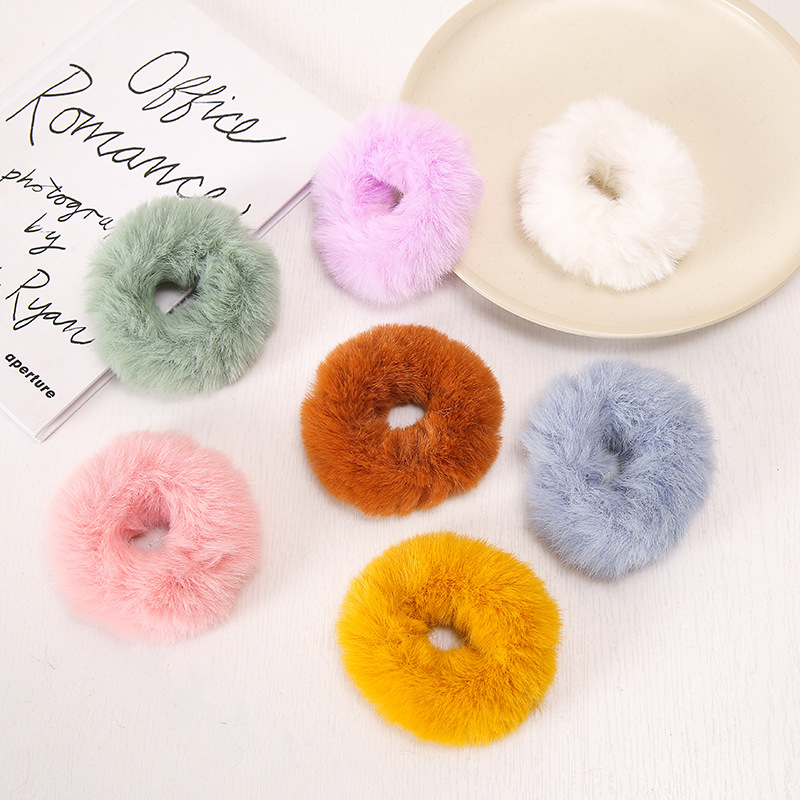Autumn and winter high and low wool texture hair ring cross-border wholesale imitation mink fur rubber band cute plush headband girl headdress